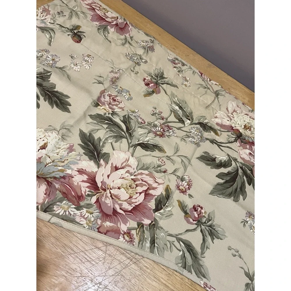 Waverly Home Forever Yours Valance Tan Pink Peonies Shabby Cottagecore‎ 77x21